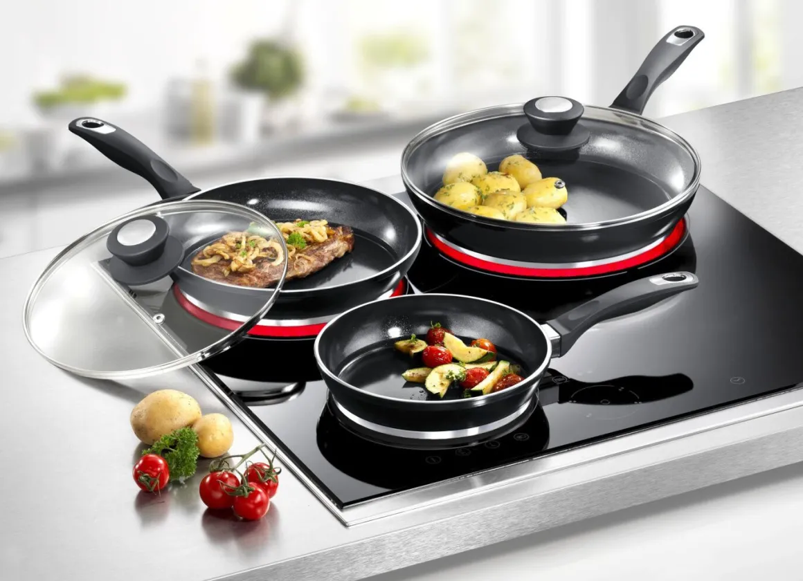 Aluguss-Profi-Pfannen-Set, 5-teilig, mit 3-facher Thermo-Keramikbeschichtung