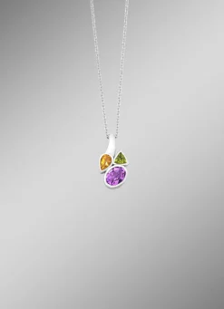 Anhänger mit echt Amethyst, echt Citrin und echt Peridot