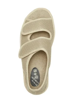 Bequeme Damen-Sandalen, Weite H, aus gepolstertem Textilmaterial
