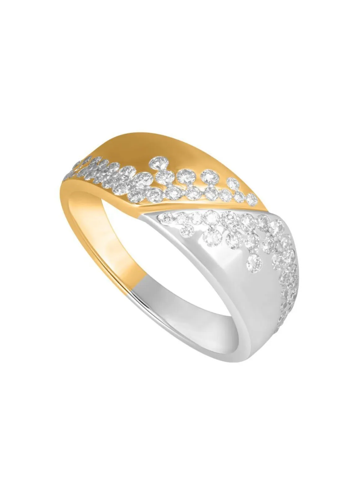 Damenring in Bicolor mit 58 Brillanten