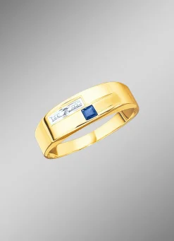Damenring in Bicolor mit Diamant und echt blauem Safir
