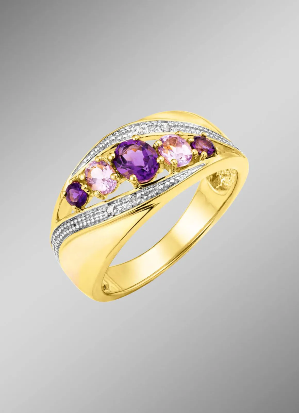 Damenring mit Amethyst und Zirkonia