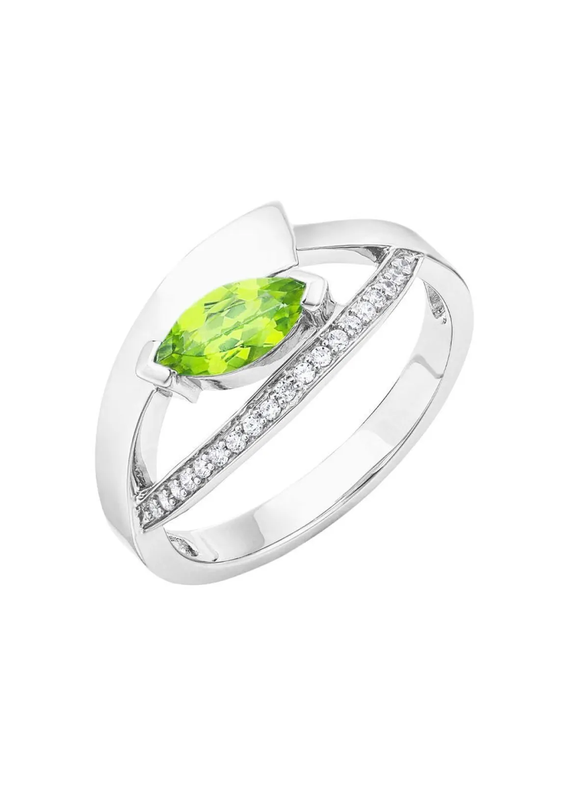 Damenring mit echt Peridot und synth. Zirkonia