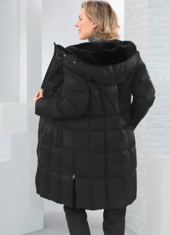 Daunen-Kurzmantel mit fester Kapuze