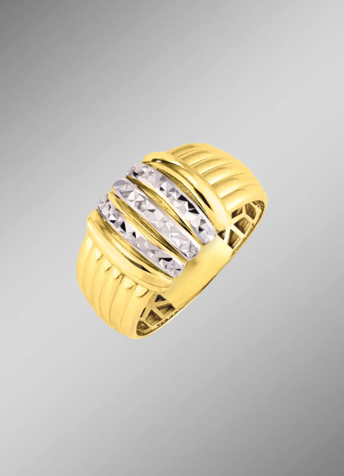 Diamantierter Damenring in Bicolor