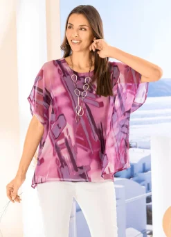 Doppellagiges Shirt mit Chiffon-Überwurf