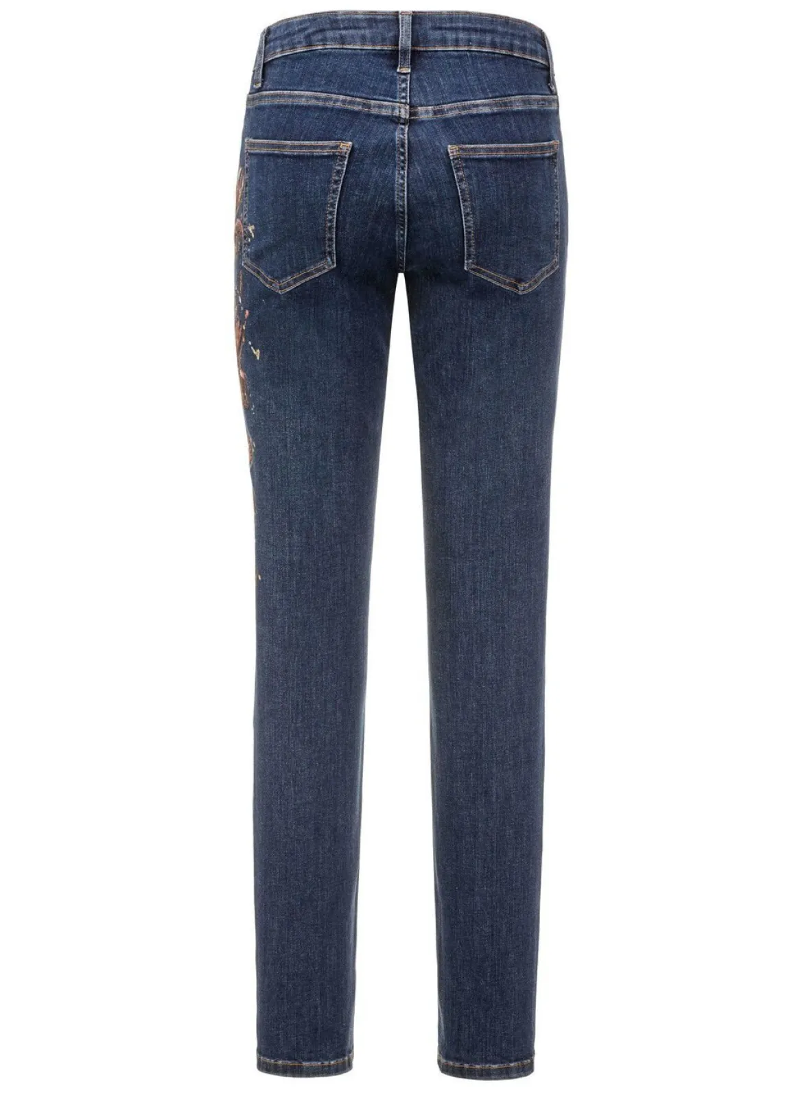 Edel-Jeans mit handbemalten, floralen Motiven