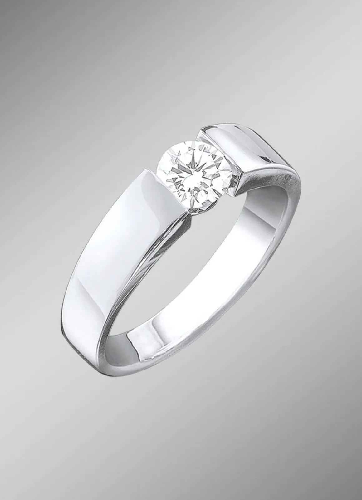 Eleganter Damenring in Weißgold mit Brillant