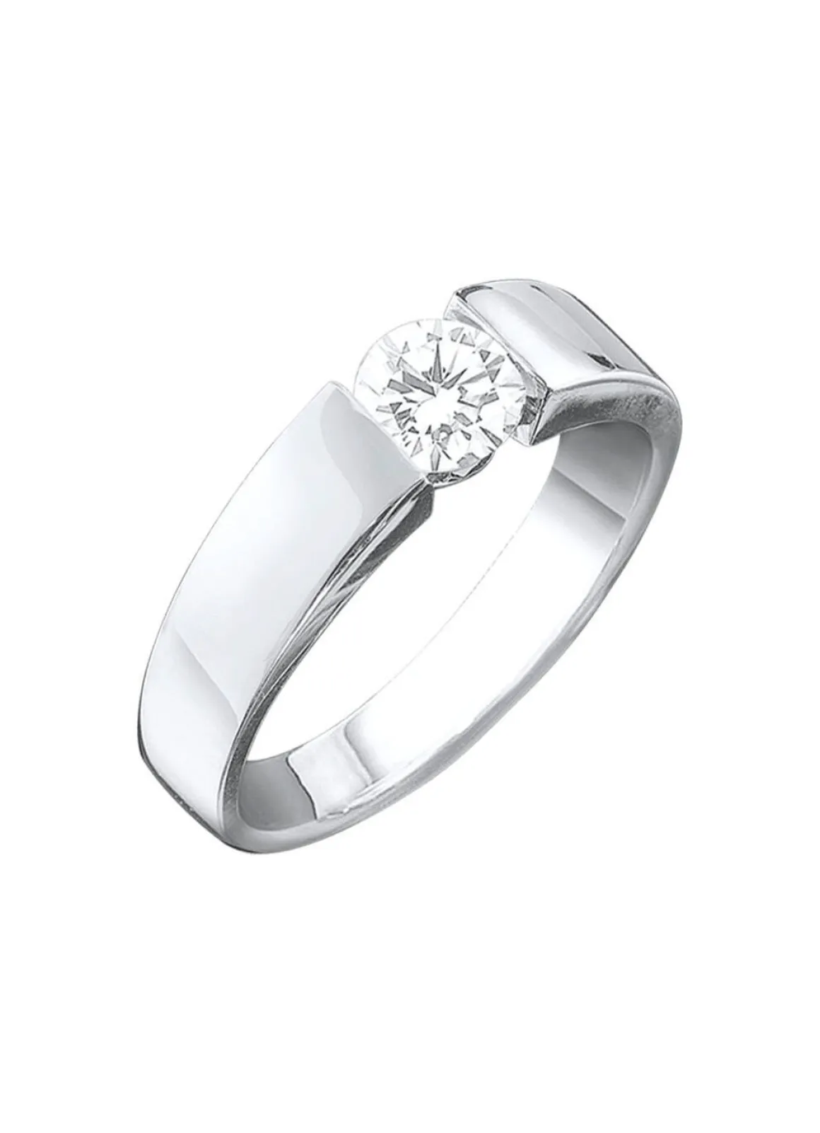 Eleganter Damenring in Weißgold mit Brillant