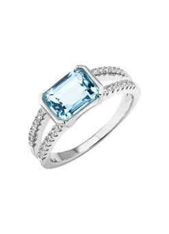 Eleganz trifft auf Zeitlosigkeit: Damenring mit Blautopas und synth. Zirkonia