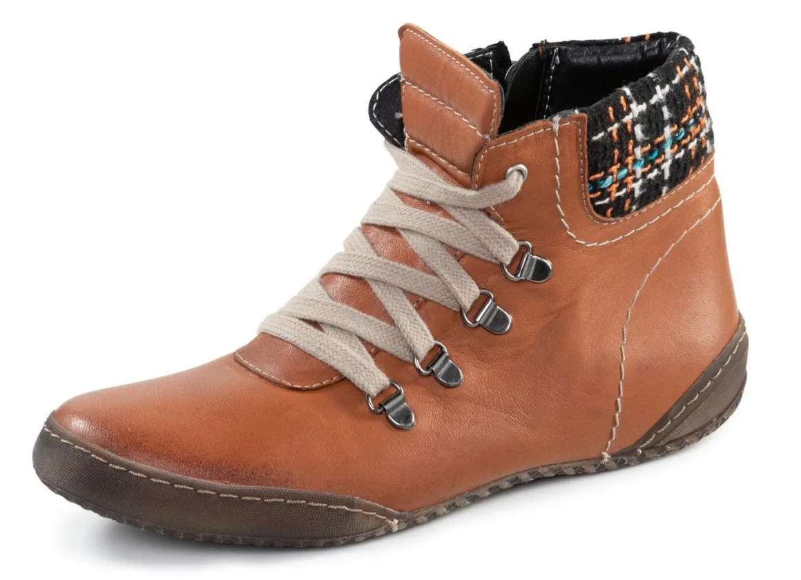 ELENA EDEN Schnür-Bootie mit gepolstertem Textil-Schaftrand