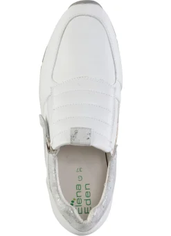 ELENA EDEN Sneaker aus Nappaleder und silbergrau geprägtem Veloursleder