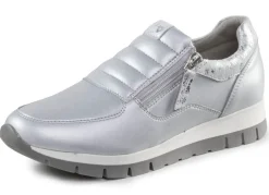 ELENA EDEN Sneaker aus Nappaleder und silbergrau geprägtem Veloursleder