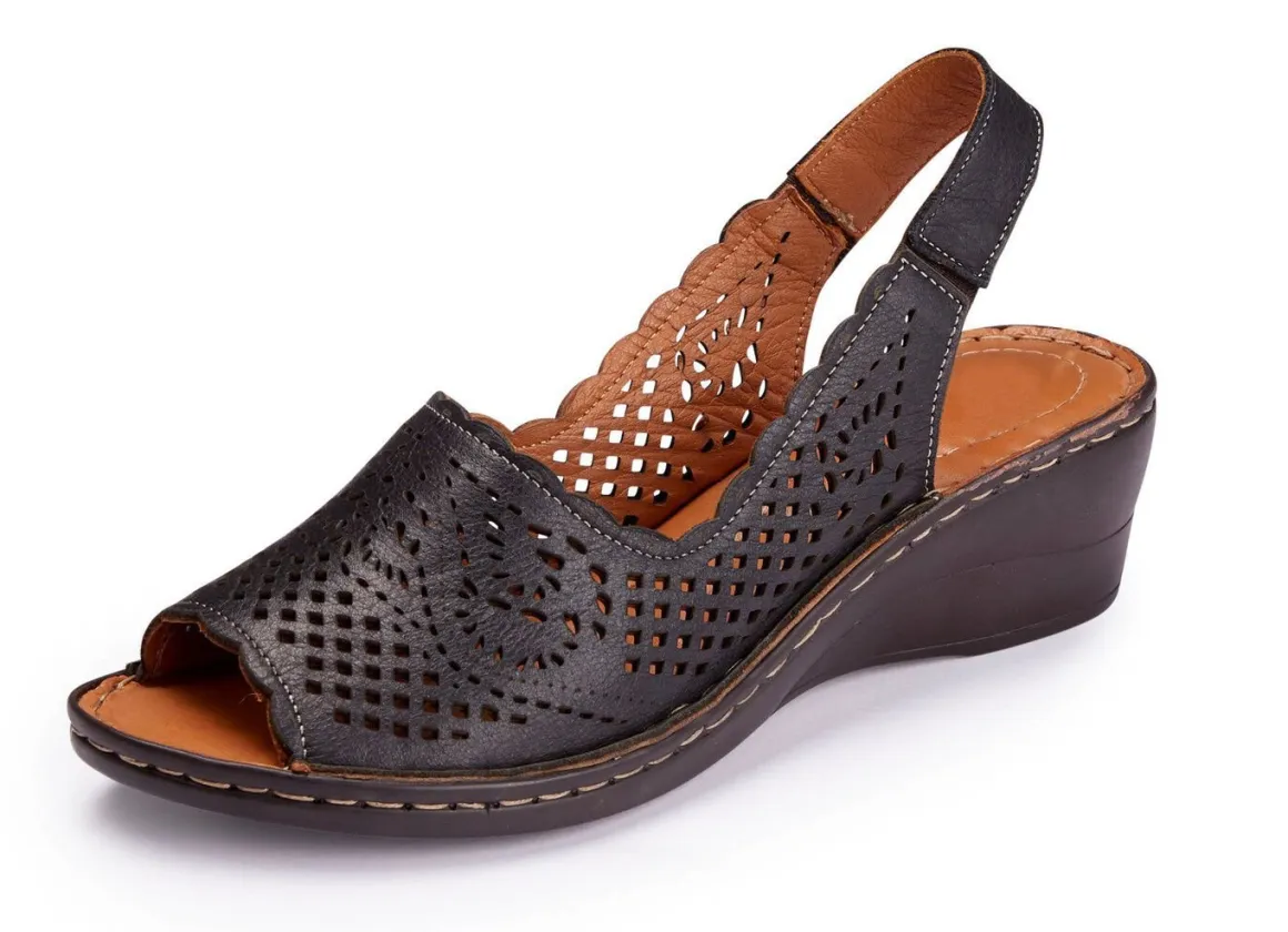 ELENA EDEN, sommerliche Damen-Sandaletten, Weite G, aus Leder