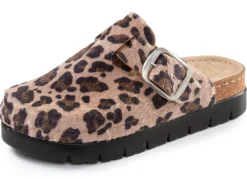 ELENA EDEN, trendige Damen-Clogs, Weite G, mit Leo-Print