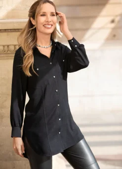 Figurumspielende Longbluse