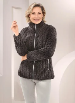 Fleecejacke mit Zopfmuster