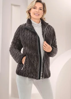 Fleecejacke mit Zopfmuster