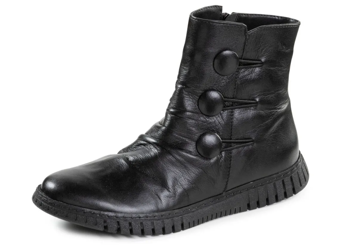 Gemini Stiefelette mit Raffung und dekorativen Knöpfen