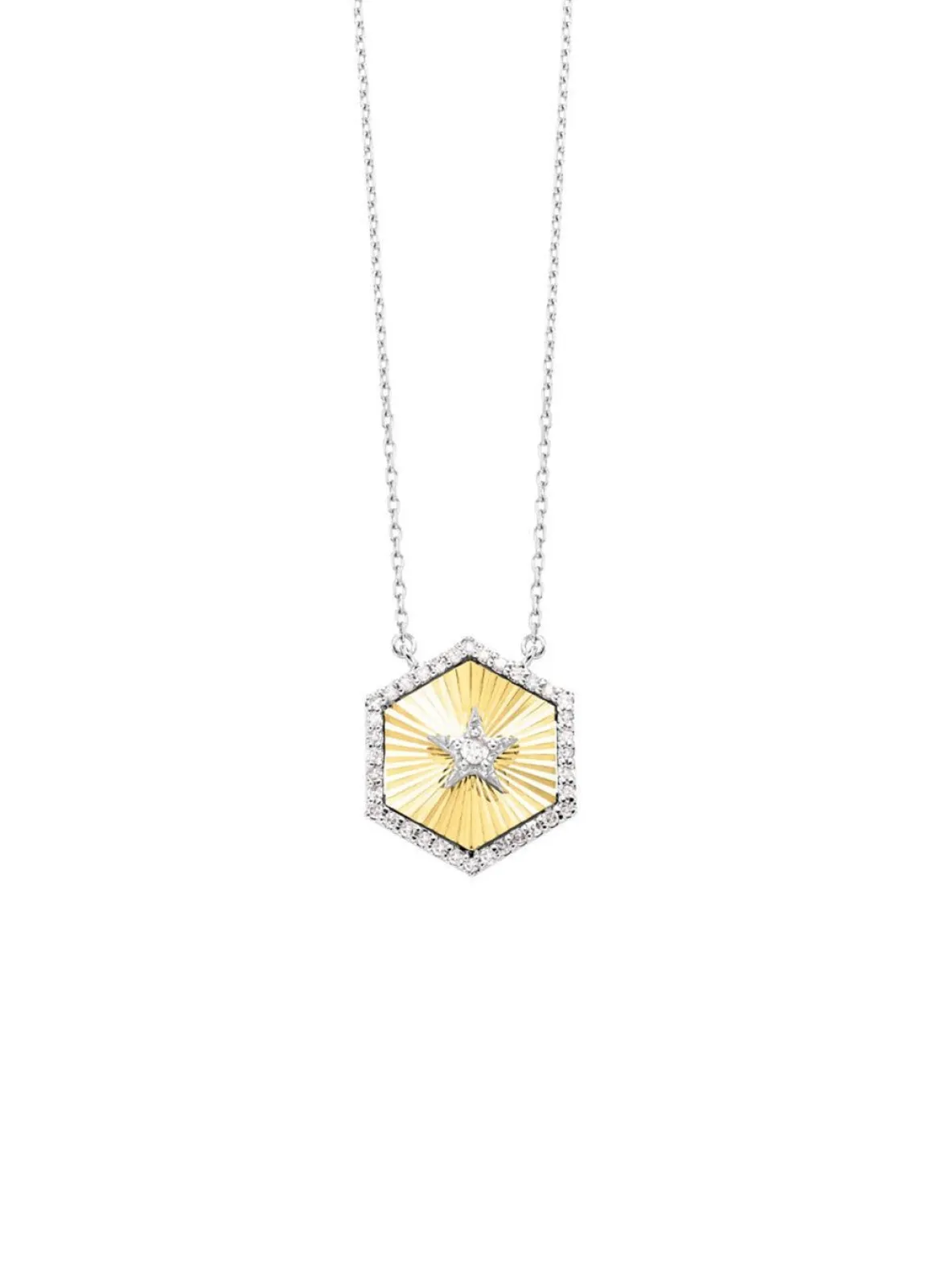 Halskette in Bicolor mit 1 Brillant und 36 Diamanten