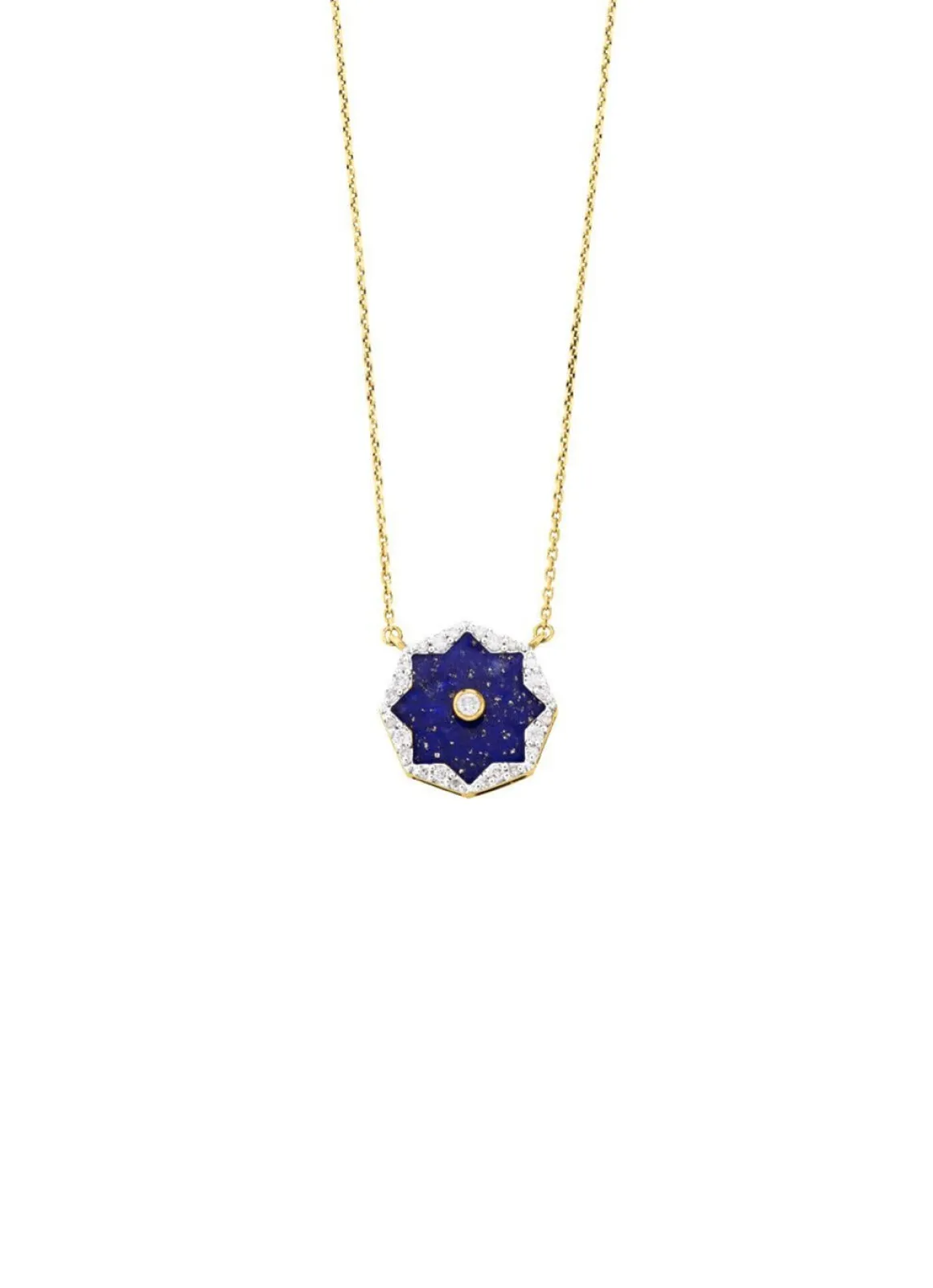 Halskette mit echt Lapislazuli, Brillanten und Diamanten