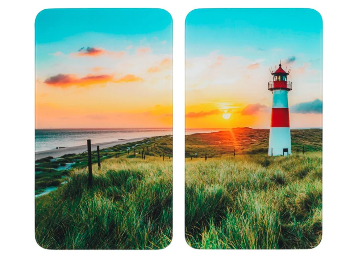 Herdabdeckplatten Leuchtturm, 2er-Set