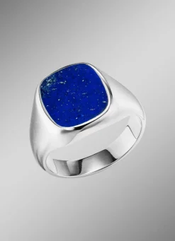 Herrenring aus Silber mit echtem Lapislazuli