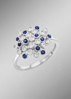Hochwertiger Damenring mit Safir und Brillanten