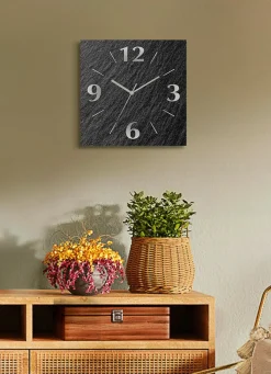 Hochwertige Wanduhr in Schiefer-Optik