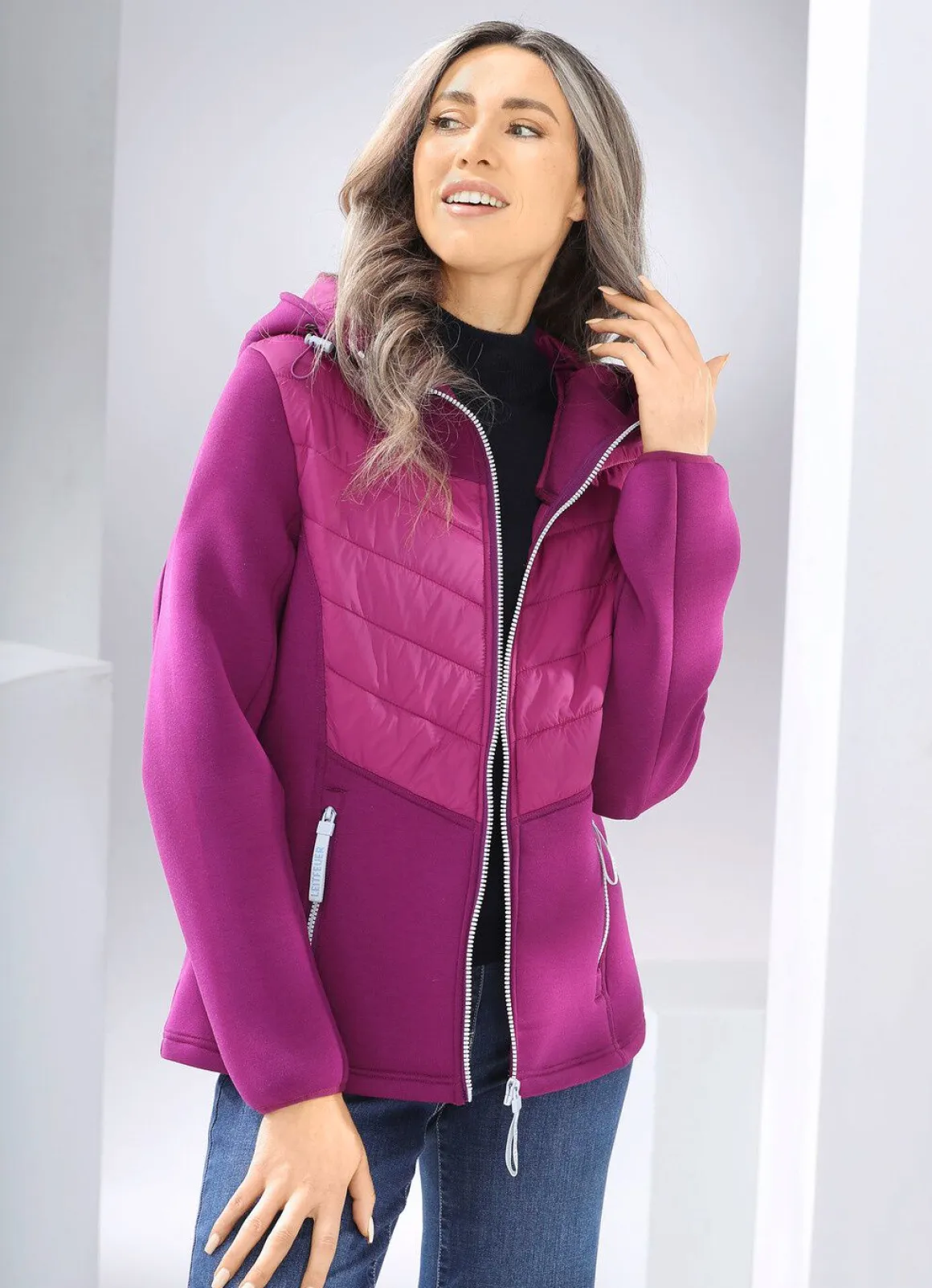 Jacke im Materialmix