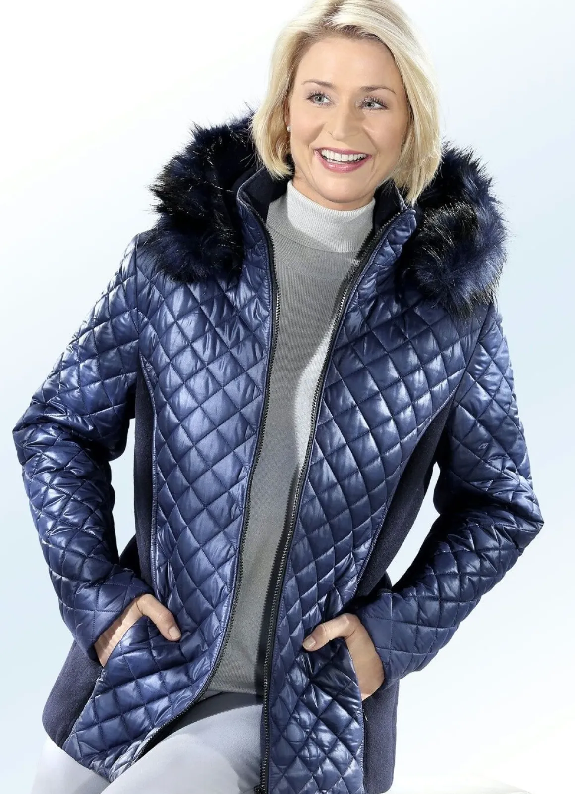 Jacke mit Kunstpelz-Besatz
