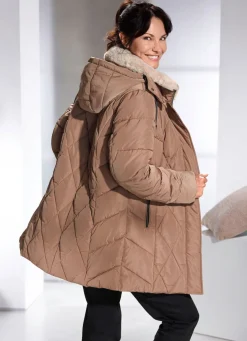 Jacke mit Kunstpelz-Besatz am Kragen