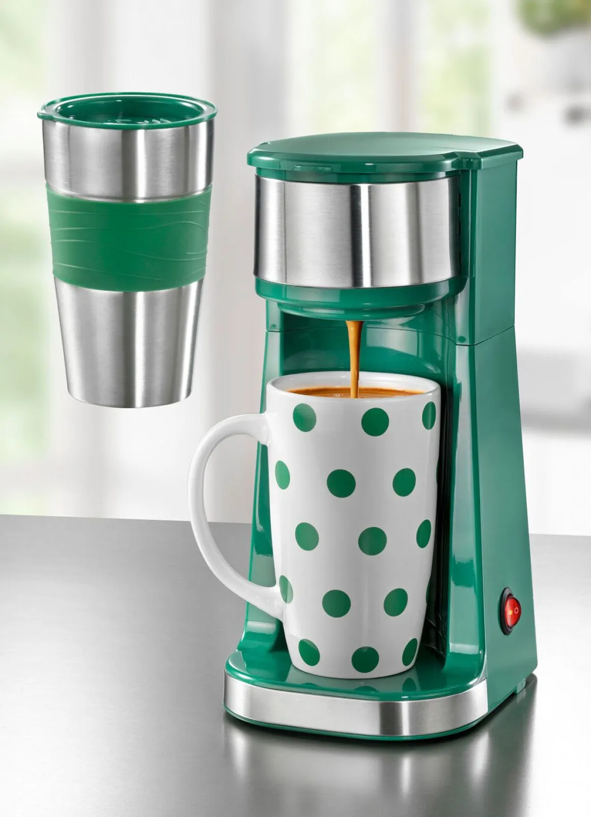 Kaffeemaschine Inkl. Thermo- und Keramikbecher