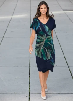 Kleid mit Chiffon-Besatz