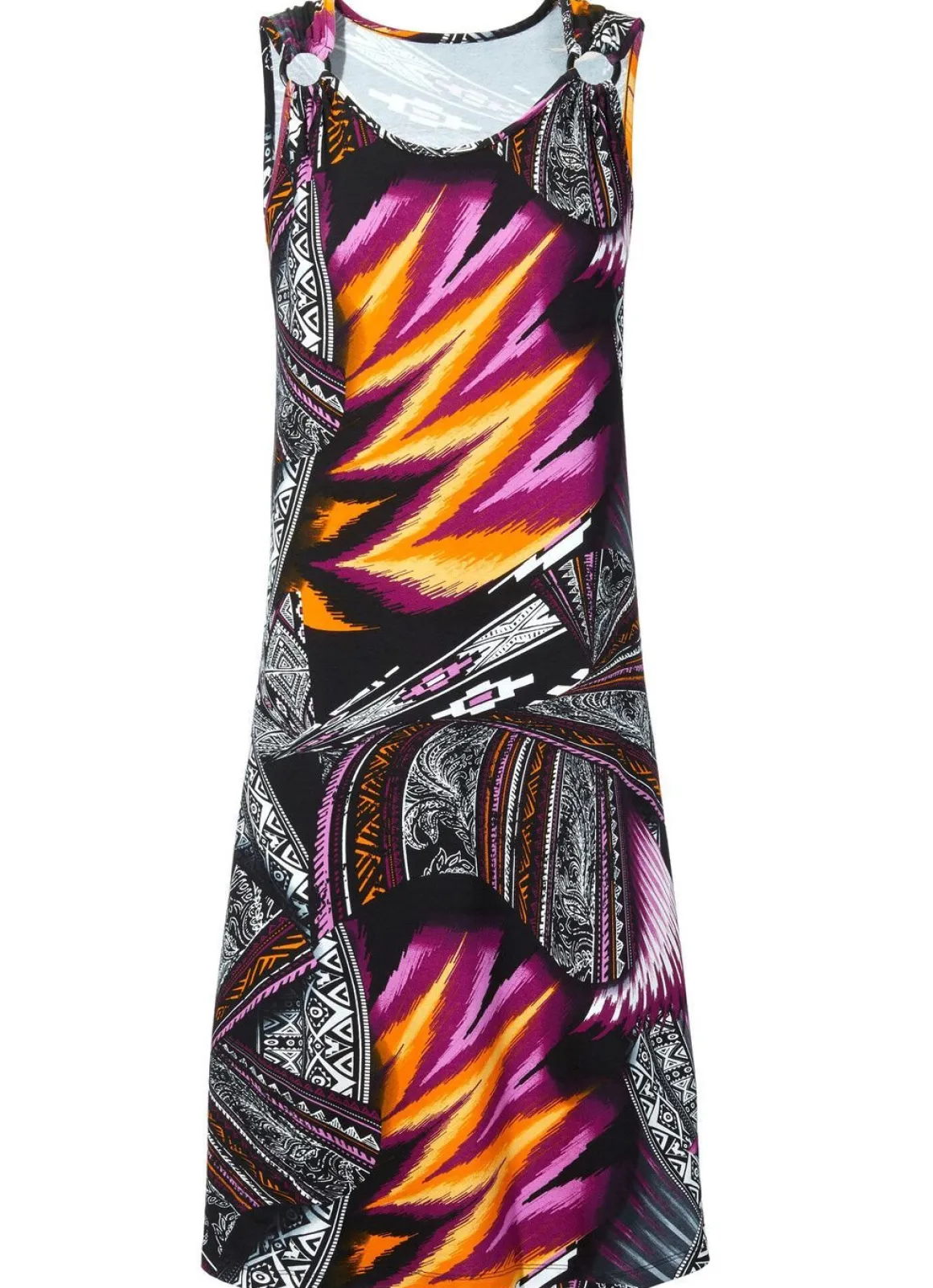 Kleid mit Zierringen an den breiten Trägern