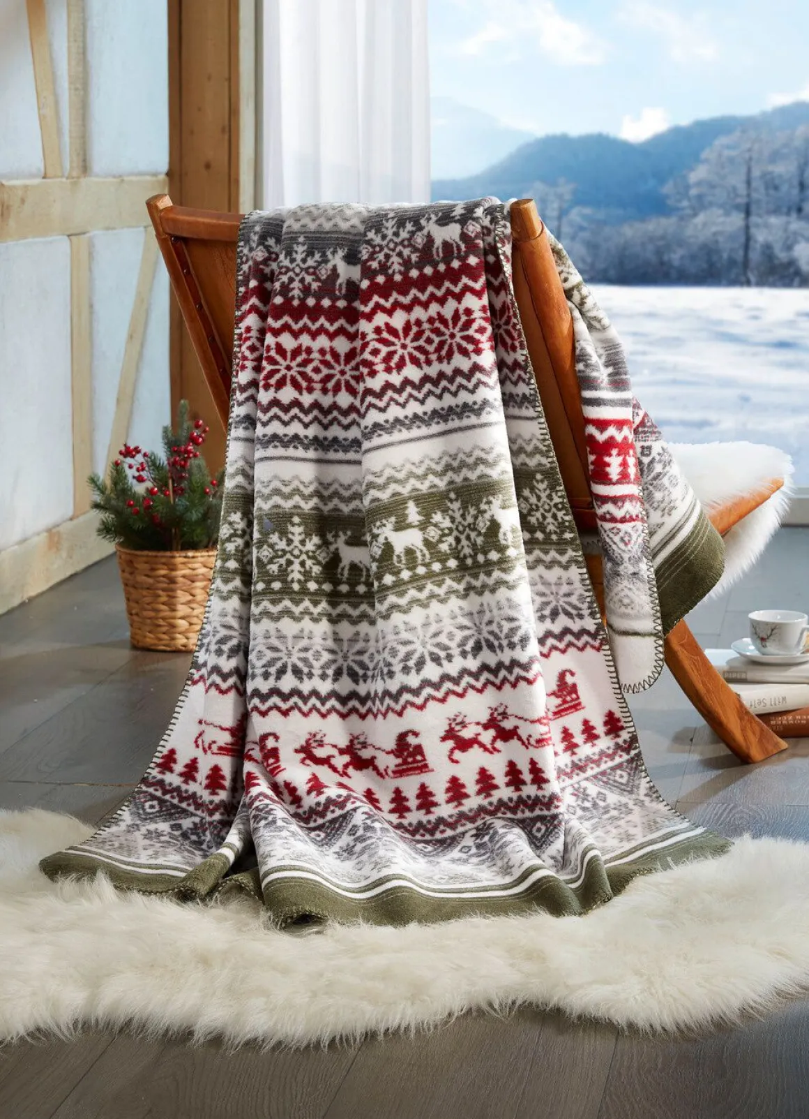 Kuschelige Wohndecke mit winterlichen Motiven