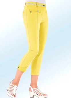 7/8-lange Hose mit kontrastfarbenem Zierband