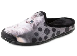 Laurina, klassische Damen-Hausschuhe, mit Katzen-Motiv