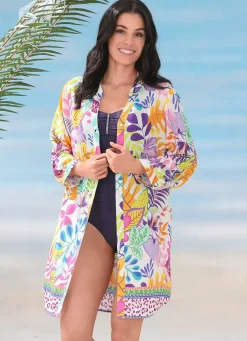 Longbluse mit langen Ärmeln und Bordürendruck