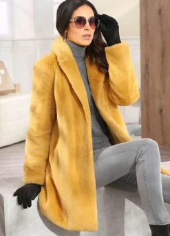 Longjacke aus kuschelweichem Kunstpelz