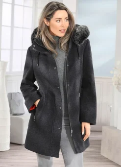 Longjacke mit abnehmbarer Kapuze