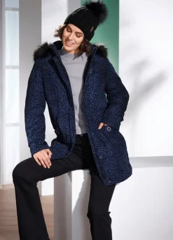Longjacke mit Raubtierfell-Dessin