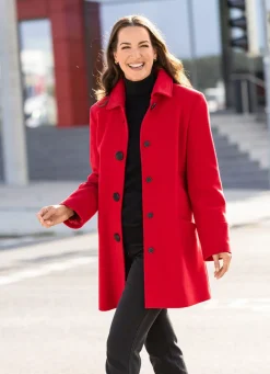 Longjacke mit stilvoll verdeckter Knopfleiste