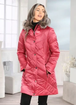 Longjacke mit umschlagbaren Ärmeln in Kontrast