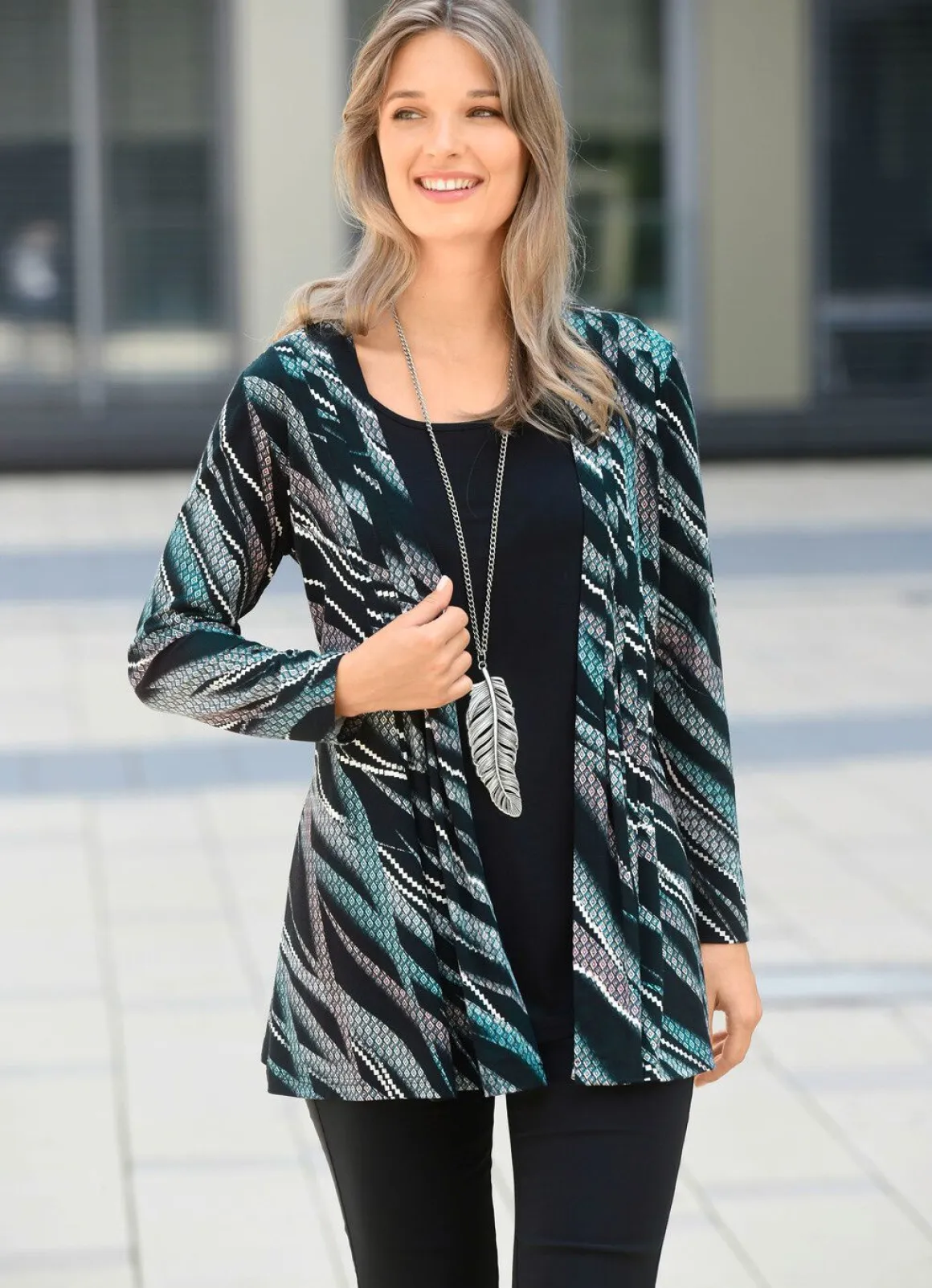 Longshirt in Jacken-Optik