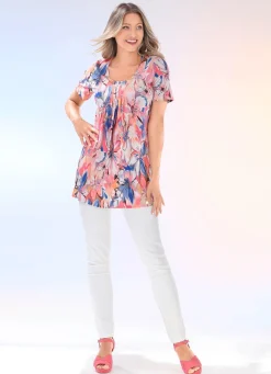 Longshirt mit Faltenlegung am Halsausschnitt in 2 Farben