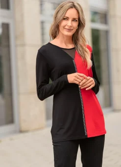 Longshirt mit silberfarbener Plättchenzier