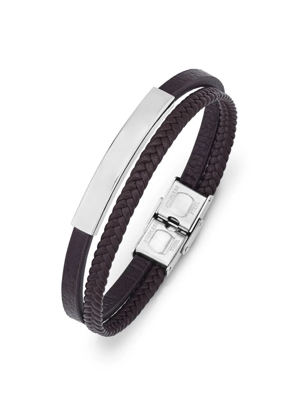 Modernes Leder-Armband mit Edelstahl