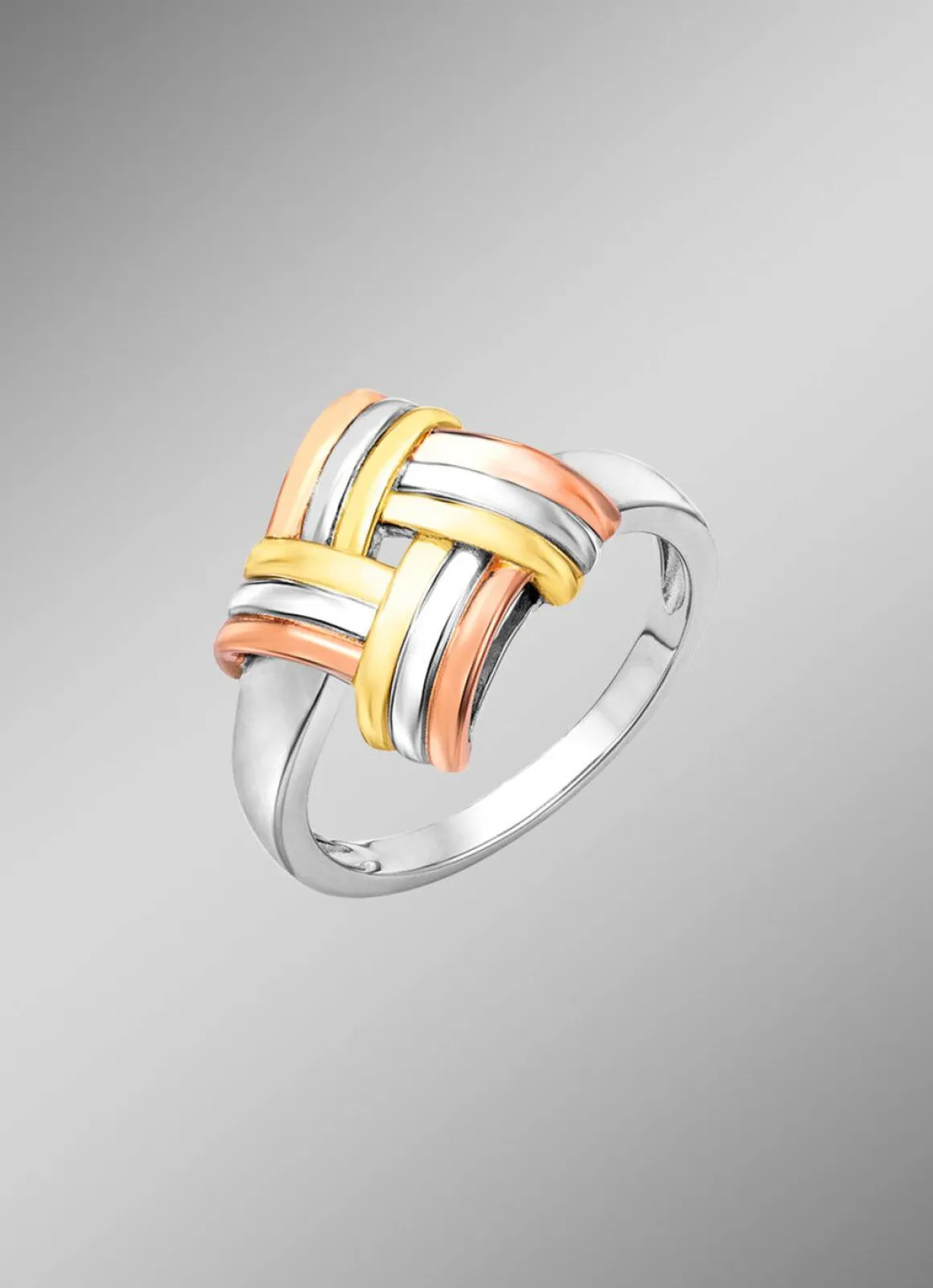 Modischer Knoten-Damenring in Tricolor