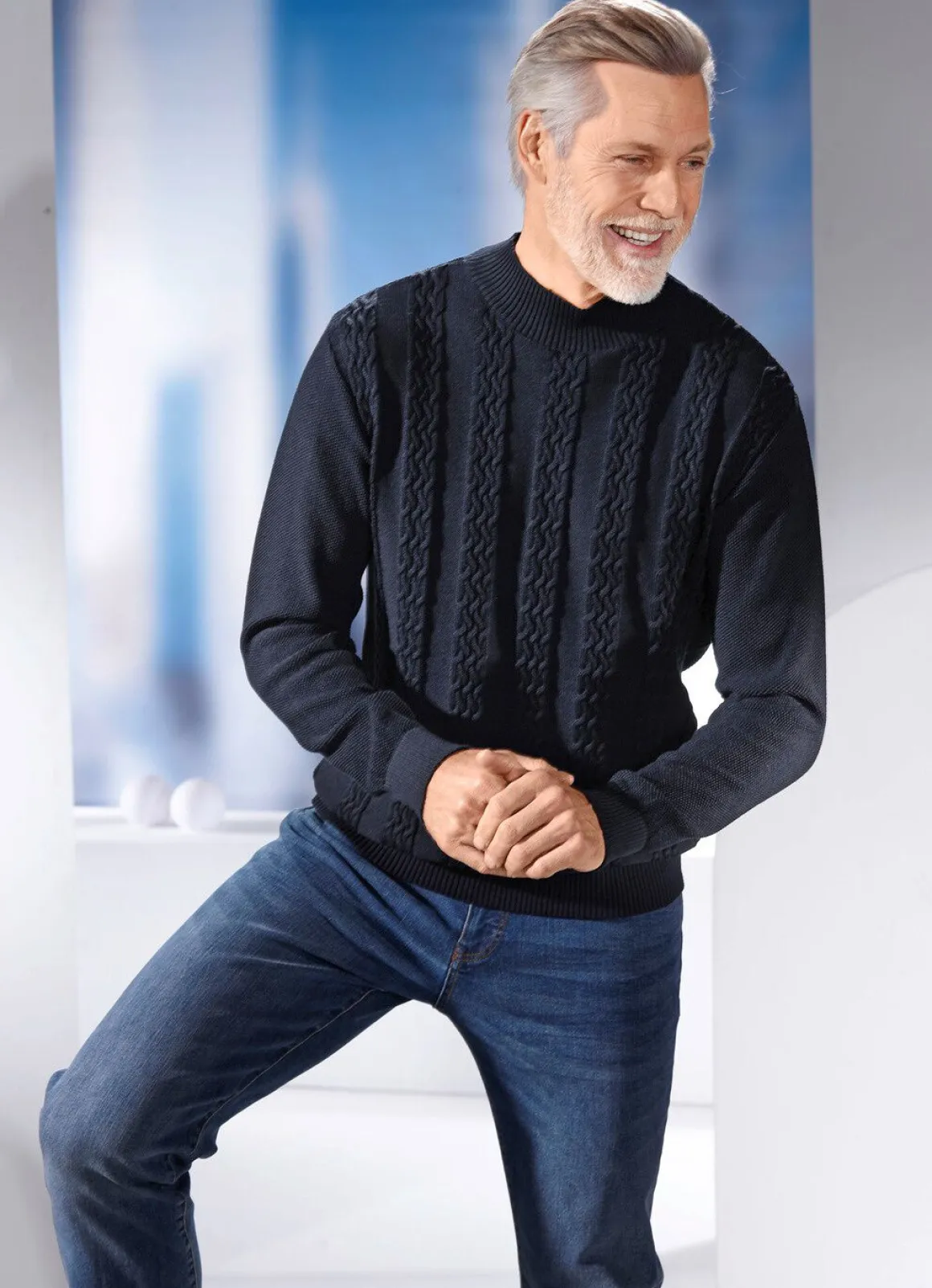 Modischer Pullover mit Stehkragen in 3 Farben